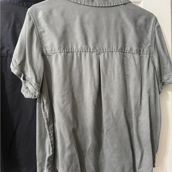 Tencel Camp Short Sleeve Button-Up Shirts - Black/Olive (2 shirts) - Picture 7 of 7